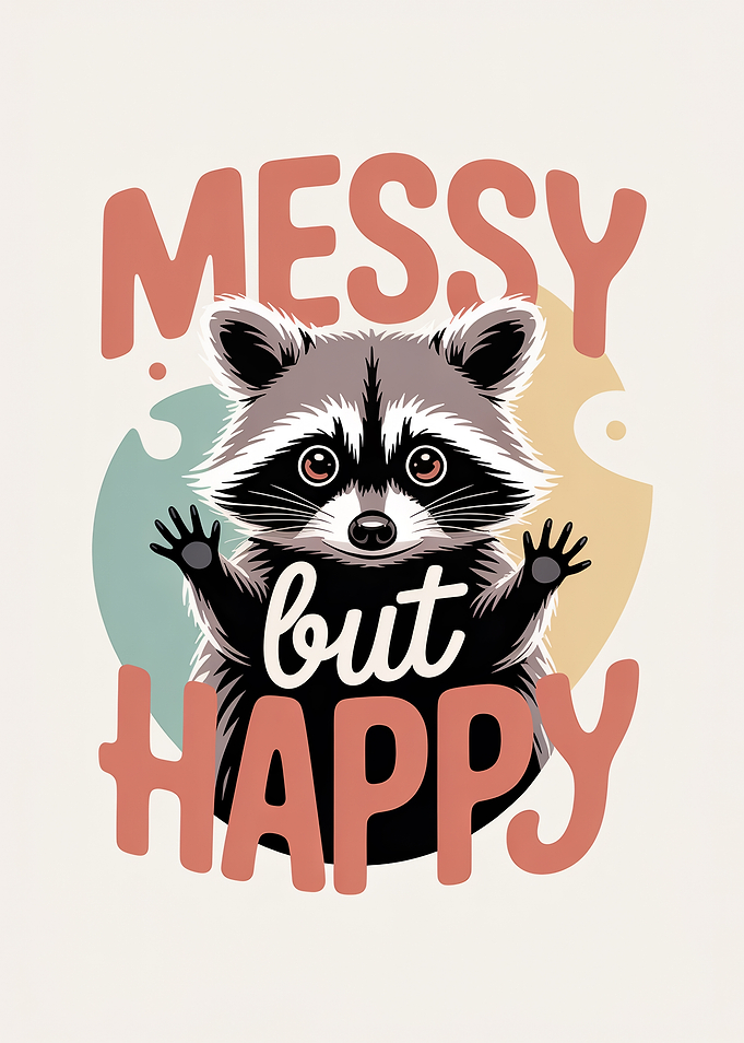 Messy but Happy Raccoon