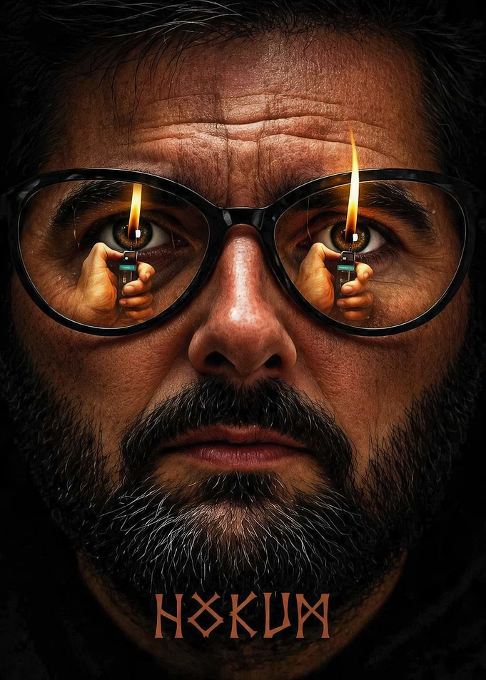 Man's Reflection with Lighter in Eye