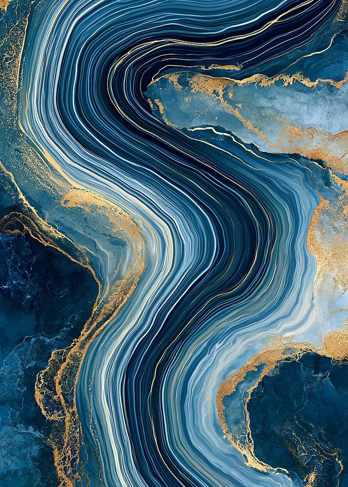 Abstract Blue and Gold Marble Texture