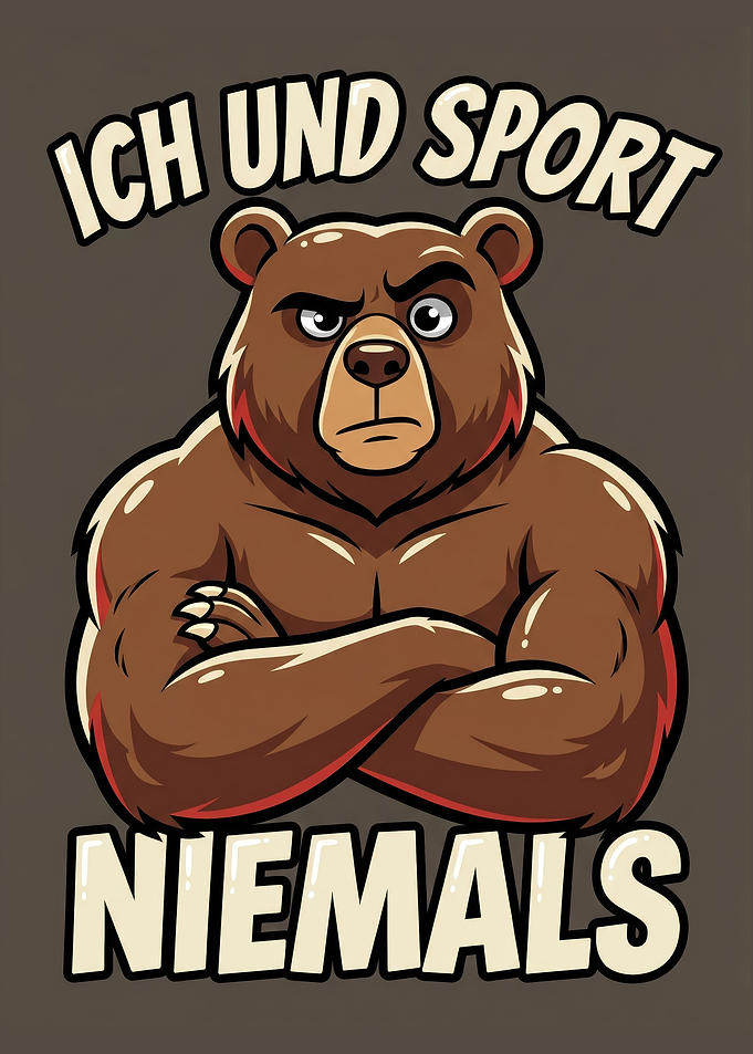 Grumpy Muscular Bear Crossed Arms Cartoon