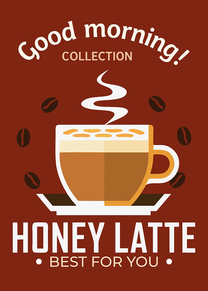 Honey Latte Poster – Minimalist Coffee Wall Art