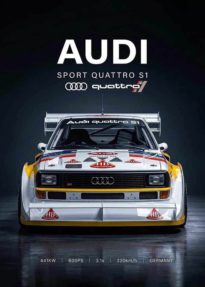sleek front view audi dport quattro s1 car Poster