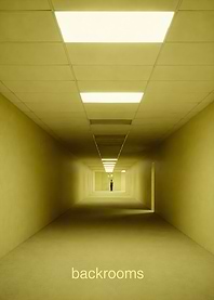 Backrooms hallway with a lone figure