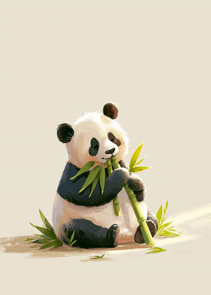 Cute Panda Eating Bamboo