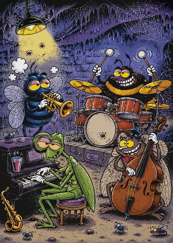 Insects Playing Music in a Cave