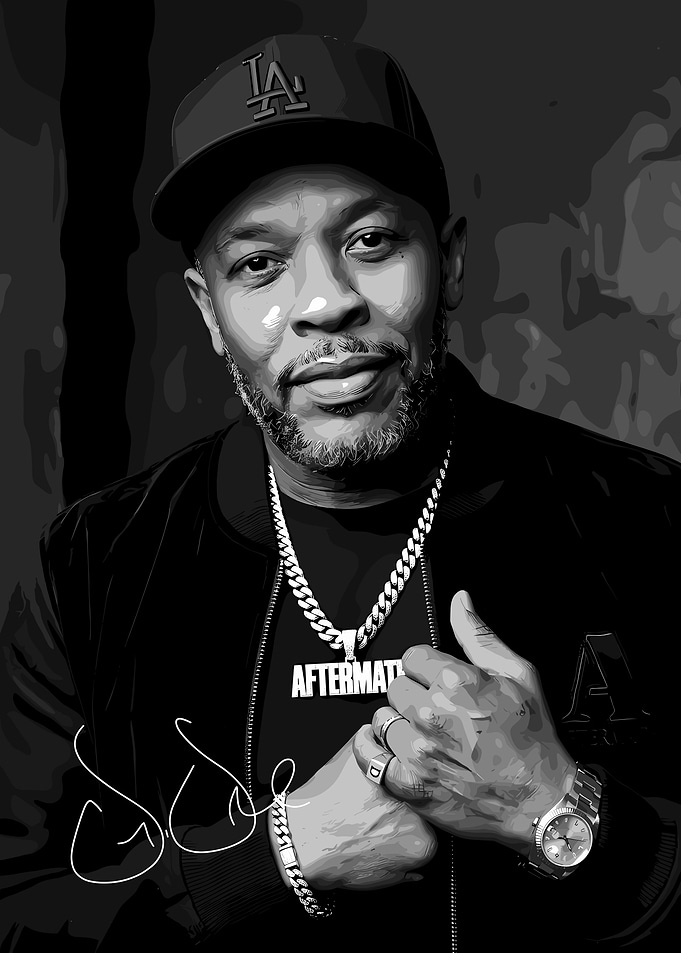 Dr. Dre Portrait with Signature