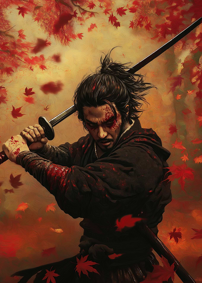 Bloody Samurai in Autumn