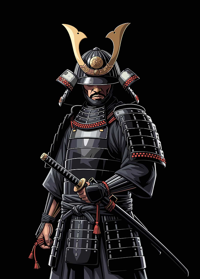 Samurai Warrior in Black Armor