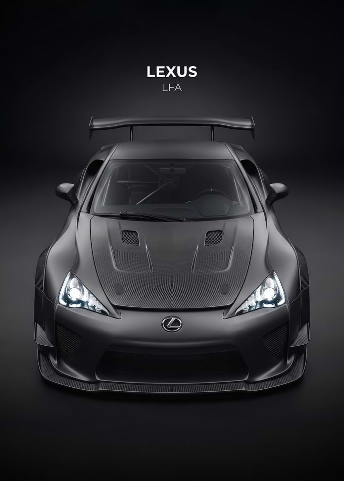 sleek black Lexus LFA Carbon Fiber car poster