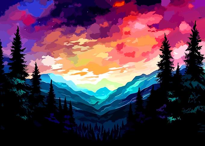 Vibrant Mountain Sunset