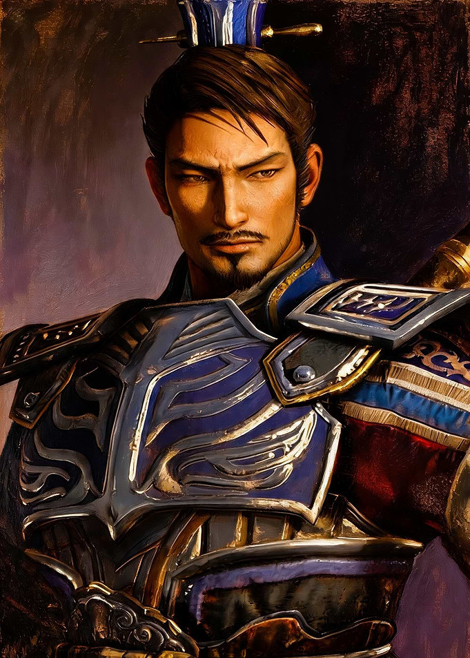 Warrior in Blue and Gold Armor