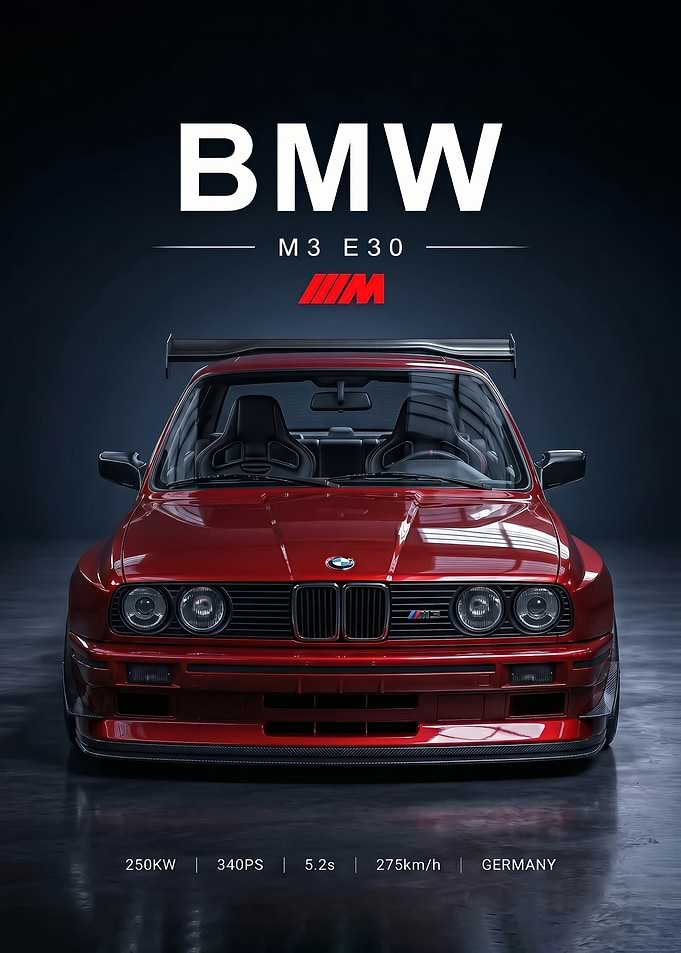 sleek sport bmw evo e30 red car Poster