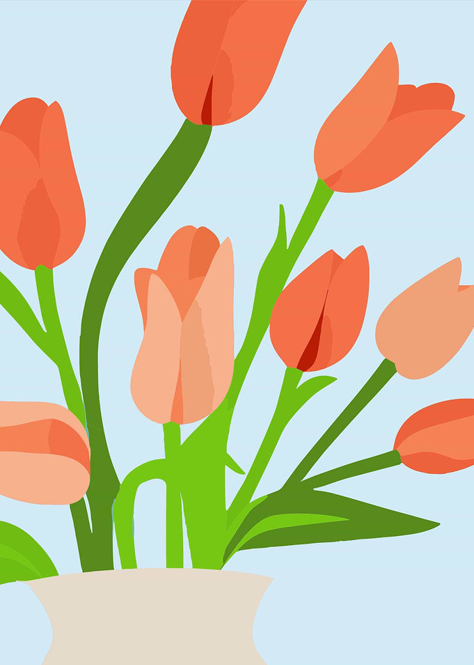 Orange Tulips in a Vase
