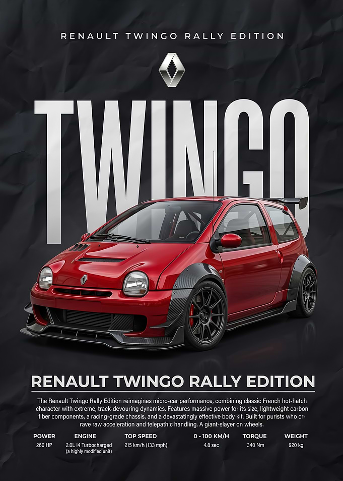sleek Renault Twingo Rally Edition Poster