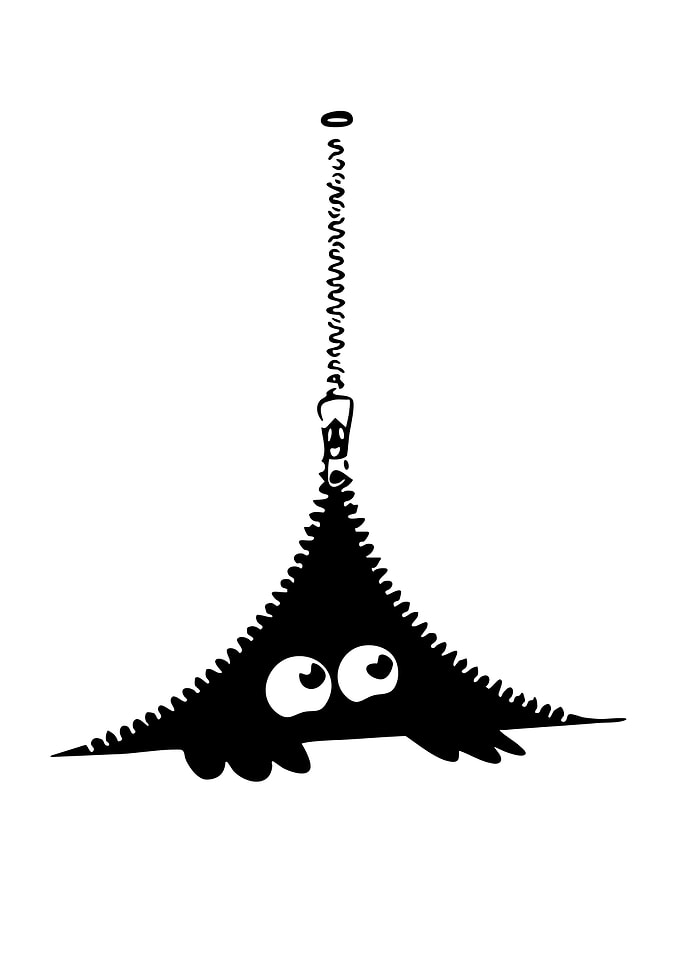 Cute Monster Peeking from Zipper