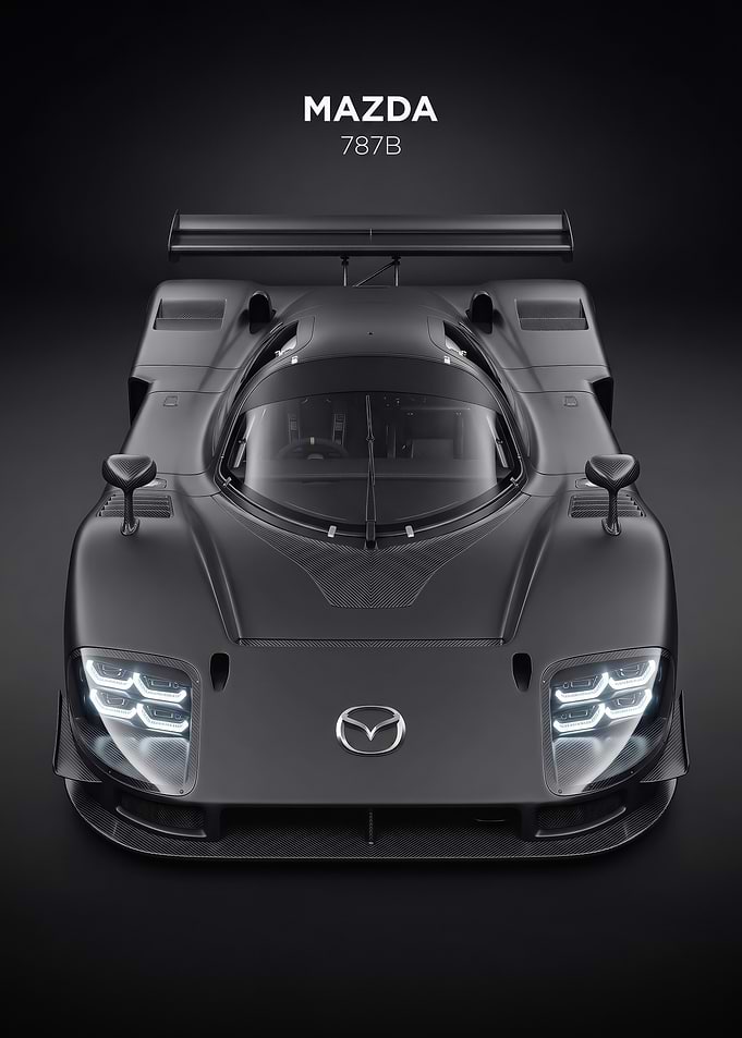 sleek black Mazda 787B Race concept Car