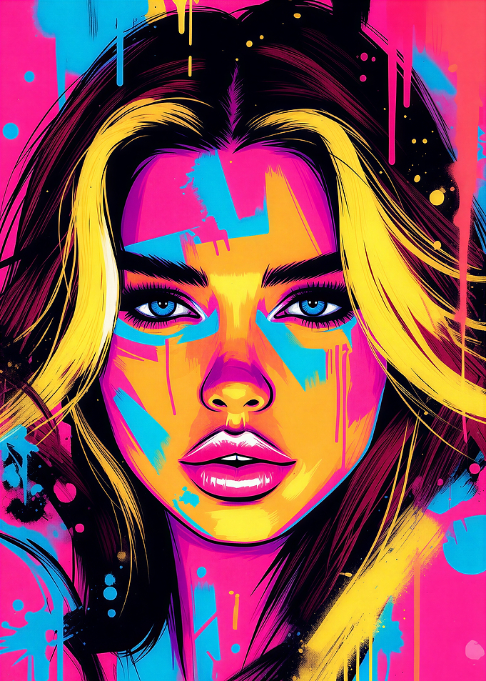 Vibrant Pop Art Portrait of a Woman