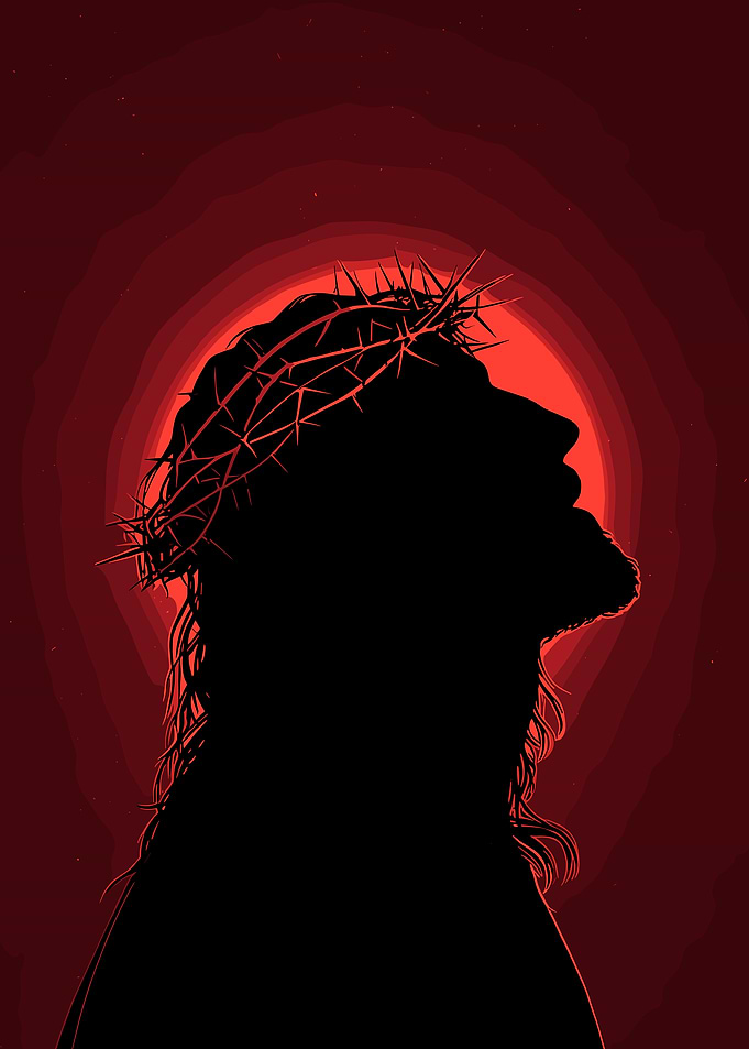 Silhouette of Jesus with Crown of Thorns