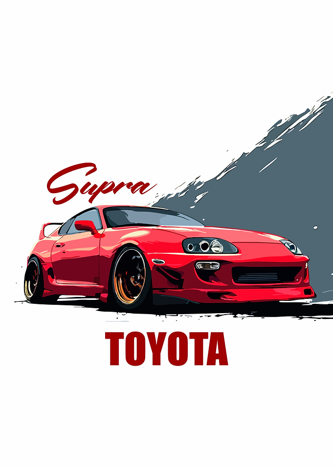 Red Toyota Supra Car Art