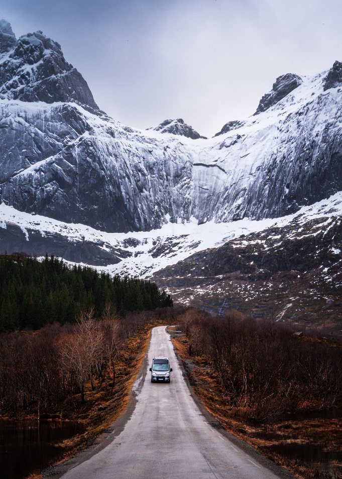 Camper Van on a Mountain Road