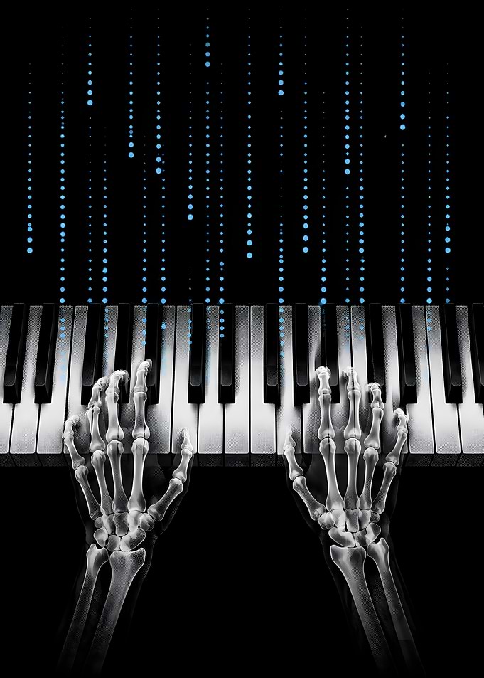 Skeleton Hands Playing Piano