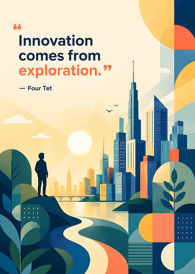 Innovation quote with cityscape