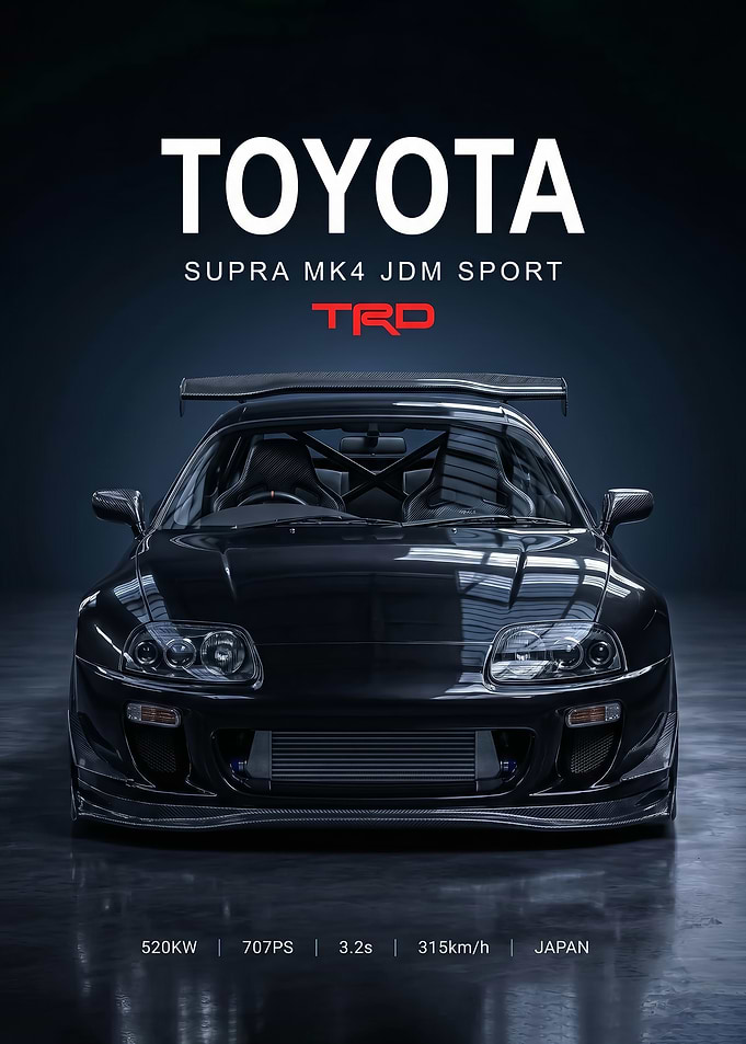 sleek black Toyota Supra MK4 jdm TRD Sport
