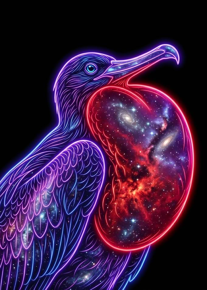 Magnificent Frigatebird with Galaxy Pouch