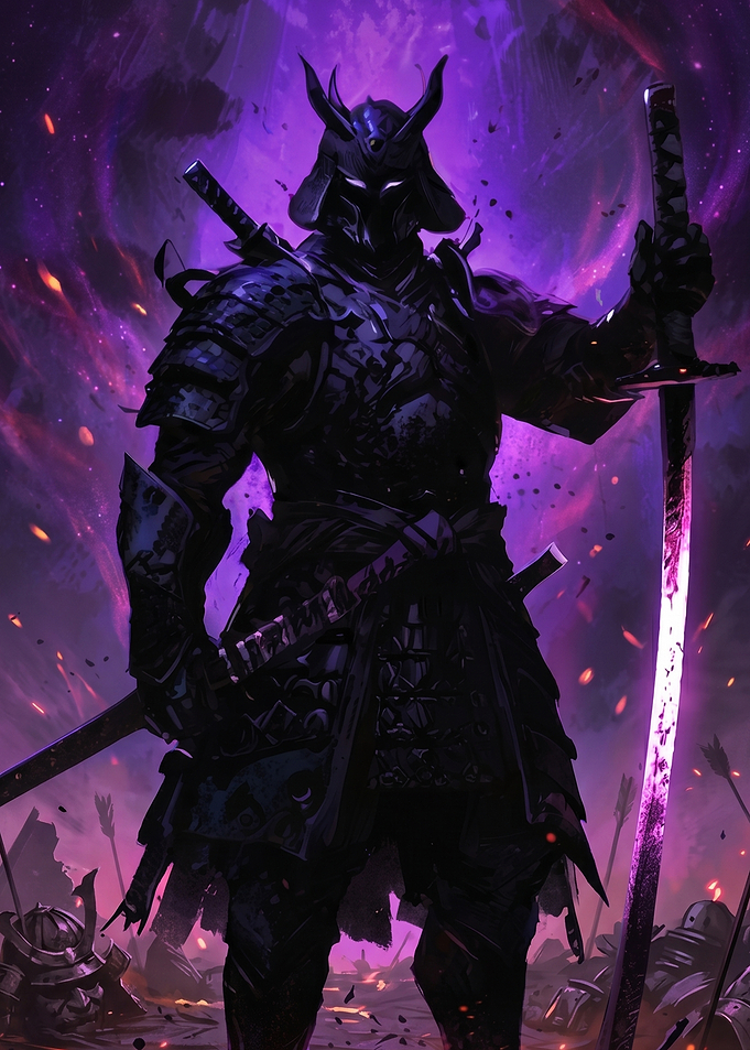 Dark Samurai Warrior with Glowing Sword