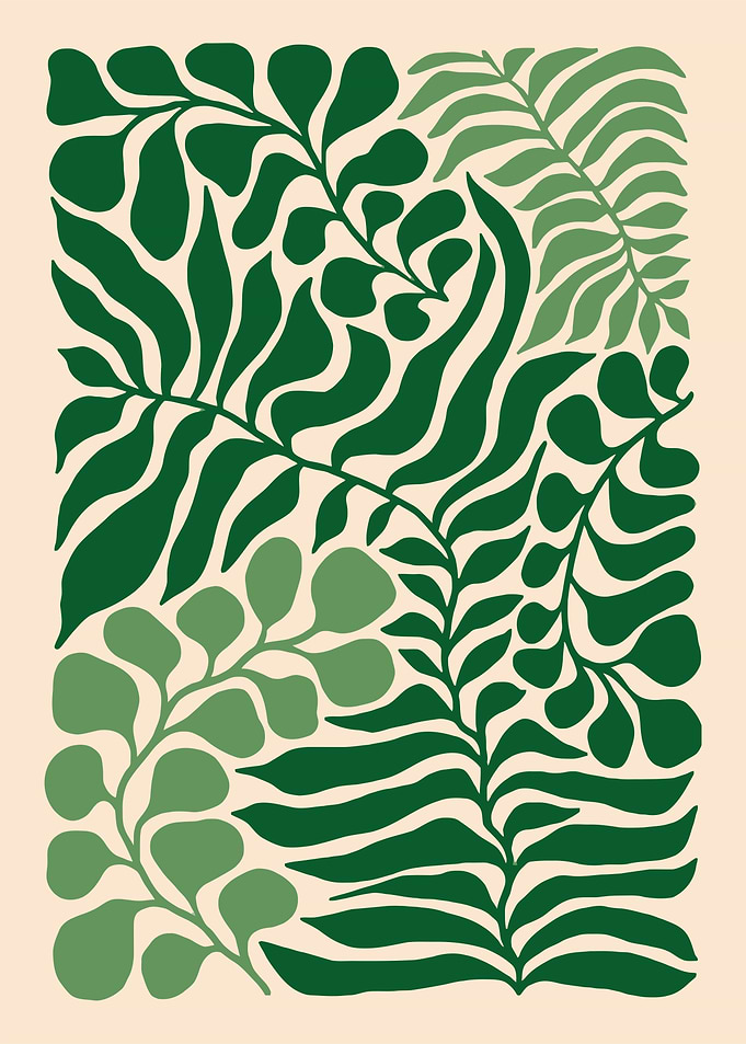 Abstract Green Botanical Illustration