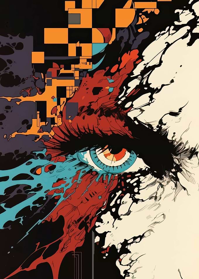 Abstract Eye with Splatter Art