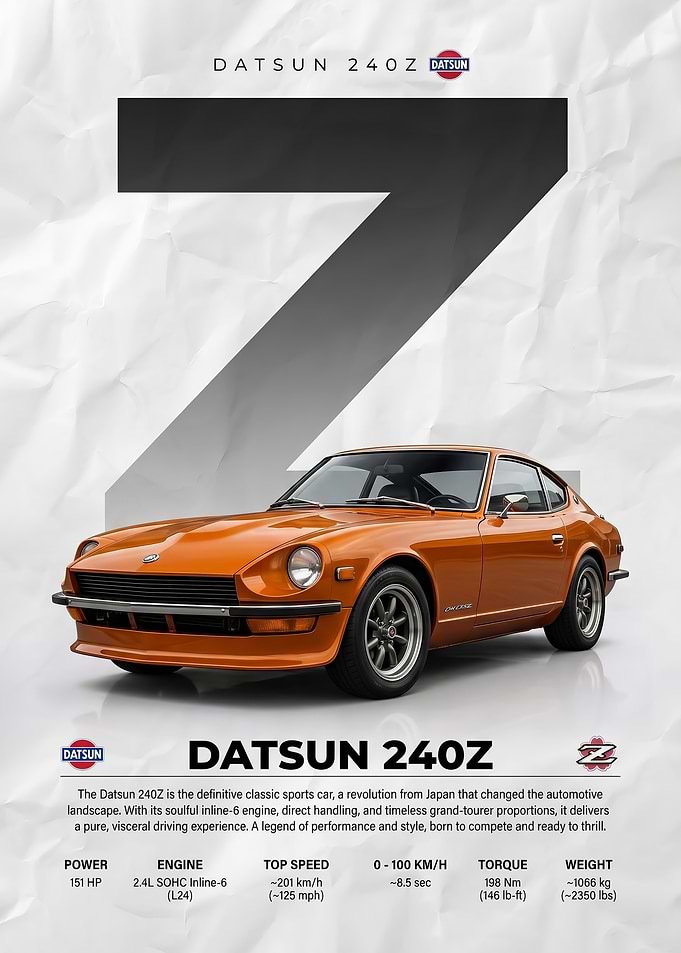 sleek Datsun 240Z Classic Sports Car poster