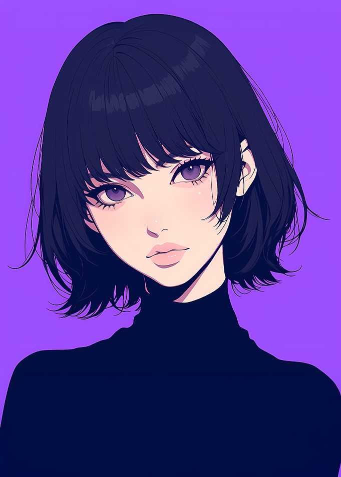Minimalist Lo-Fi Aesthetic Anime Girl Portrait