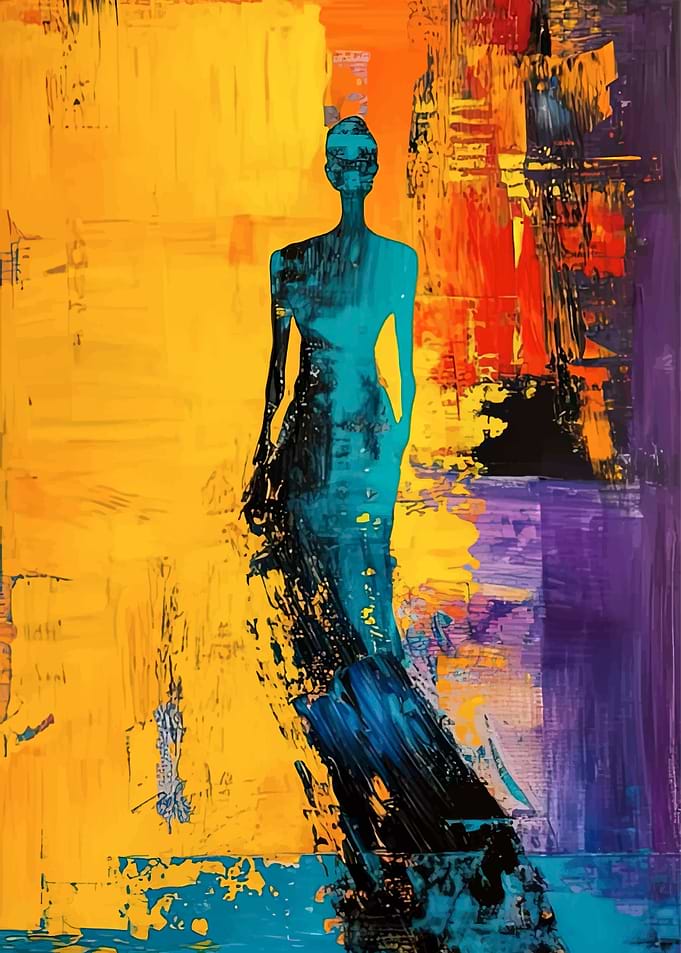 Abstract Silhouette of a Woman in a Gown