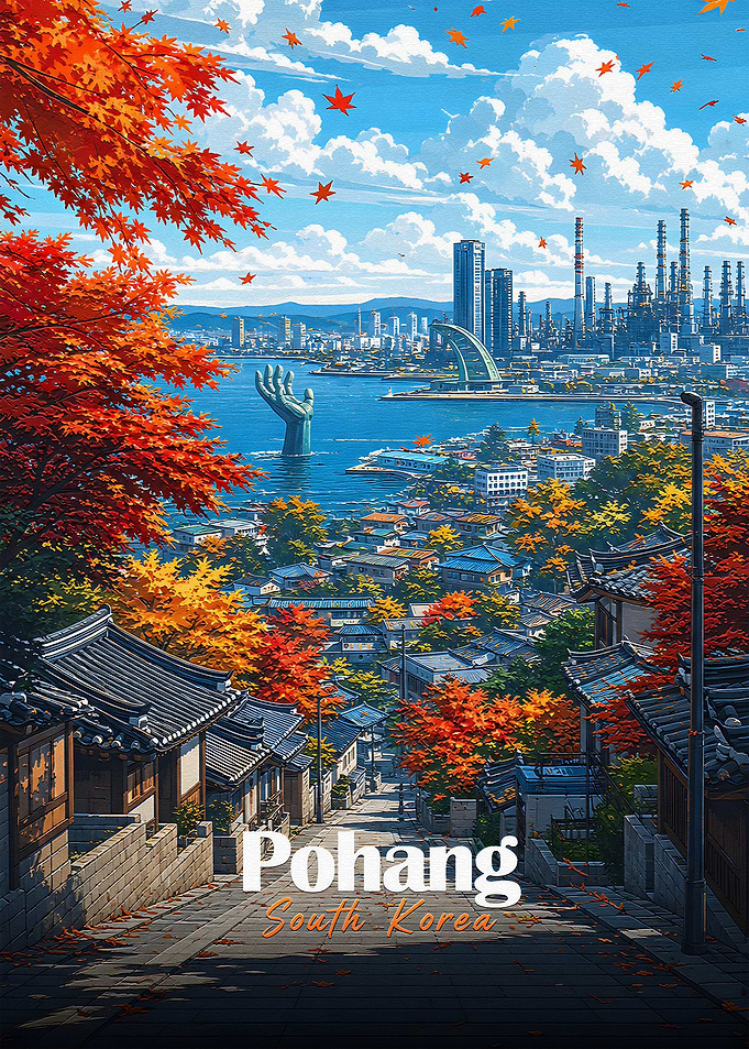 Pohang, South Korea Autumn Cityscape