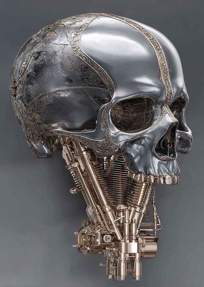 Steampunk Motorcycle Engine Skull