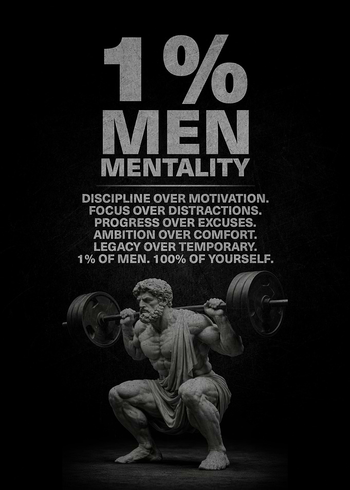 1% Men Mentality Weightlifting Statue