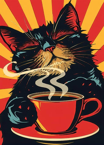 Cat Enjoying Coffee