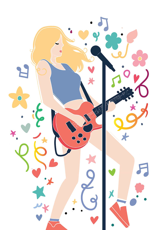Woman playing guitar and singing
