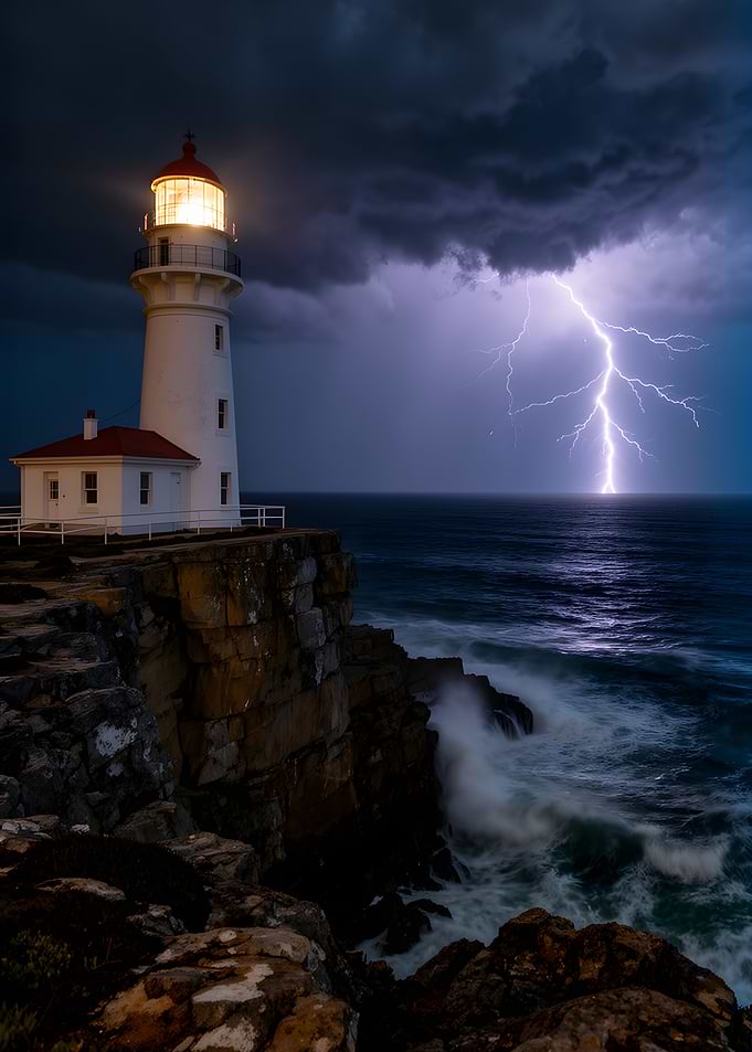 Lighthouse During a Lightning Storm