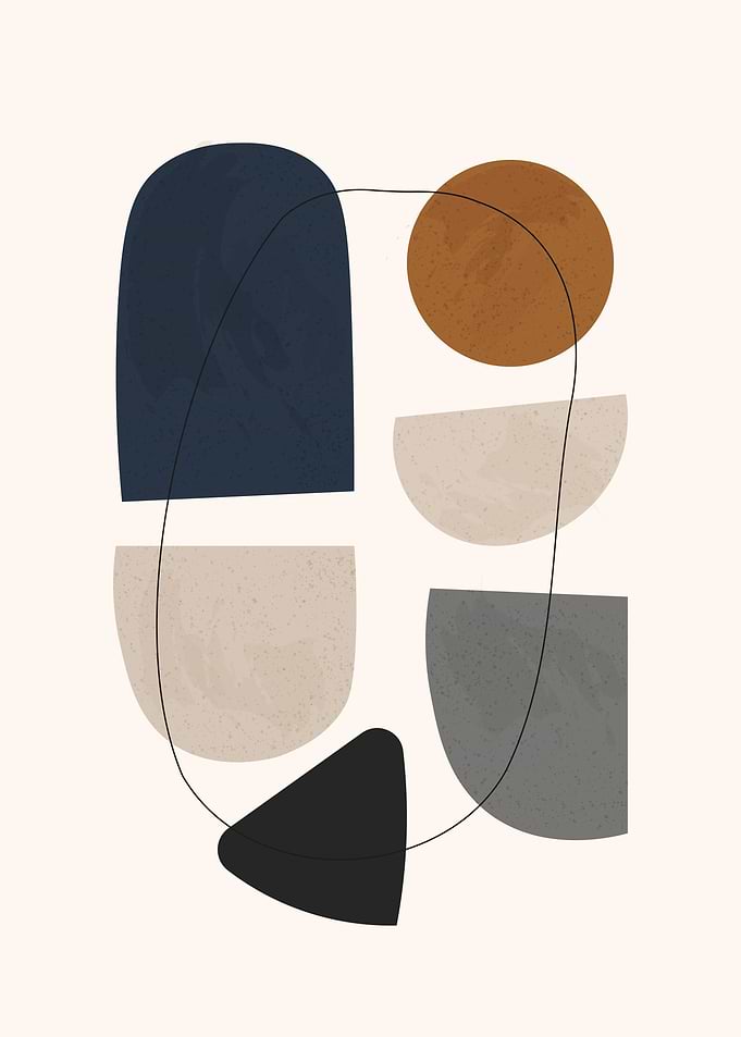 Mid-Century Geometric Balance - Minimalist Japandi Abstract