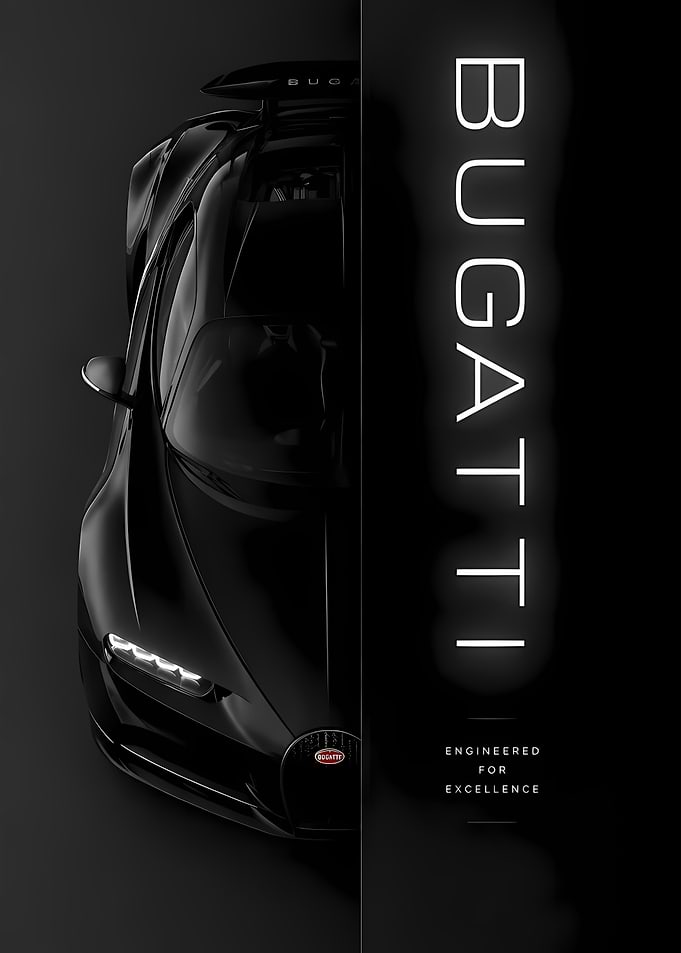 Bugatti Car with Text