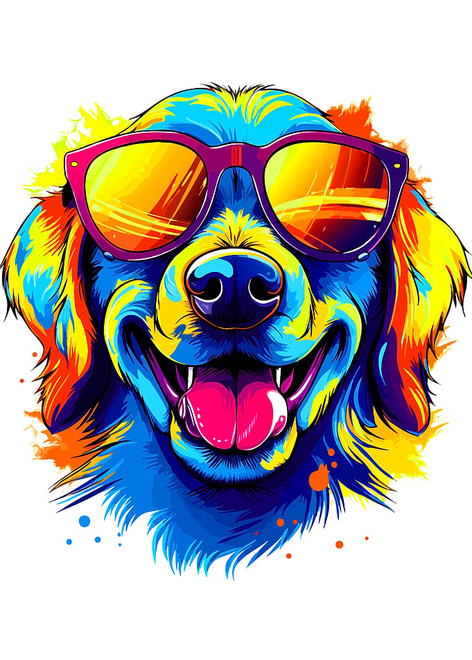Colorful Dog Wearing Sunglasses