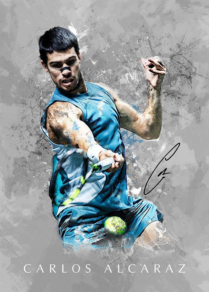 Carlos Alcaraz Tennis Action Shot