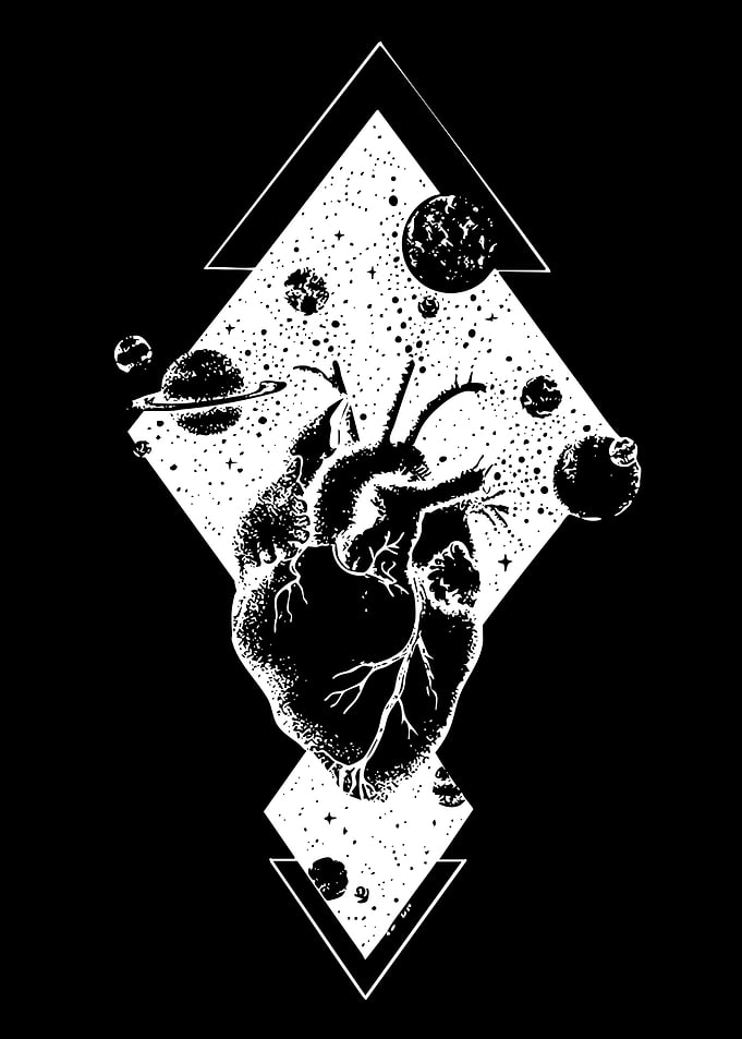 Cosmic Heart with Planets