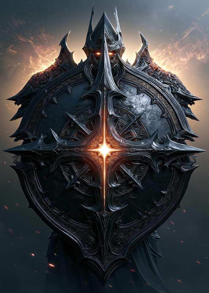 Dark Knight with Fiery Shield