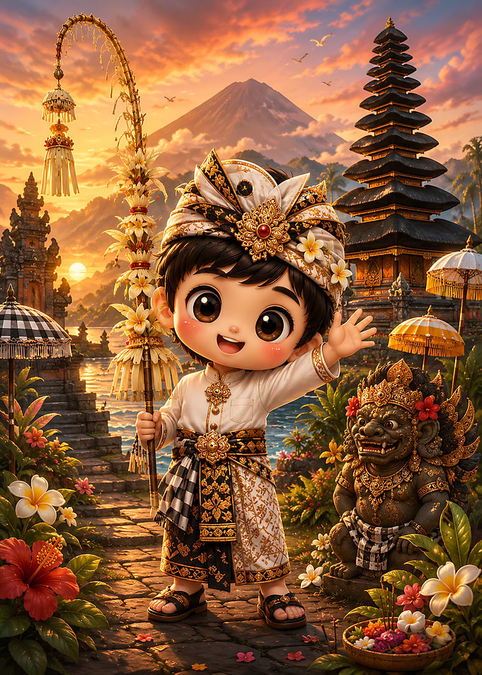 Cute Balinese Boy in Traditional Attire