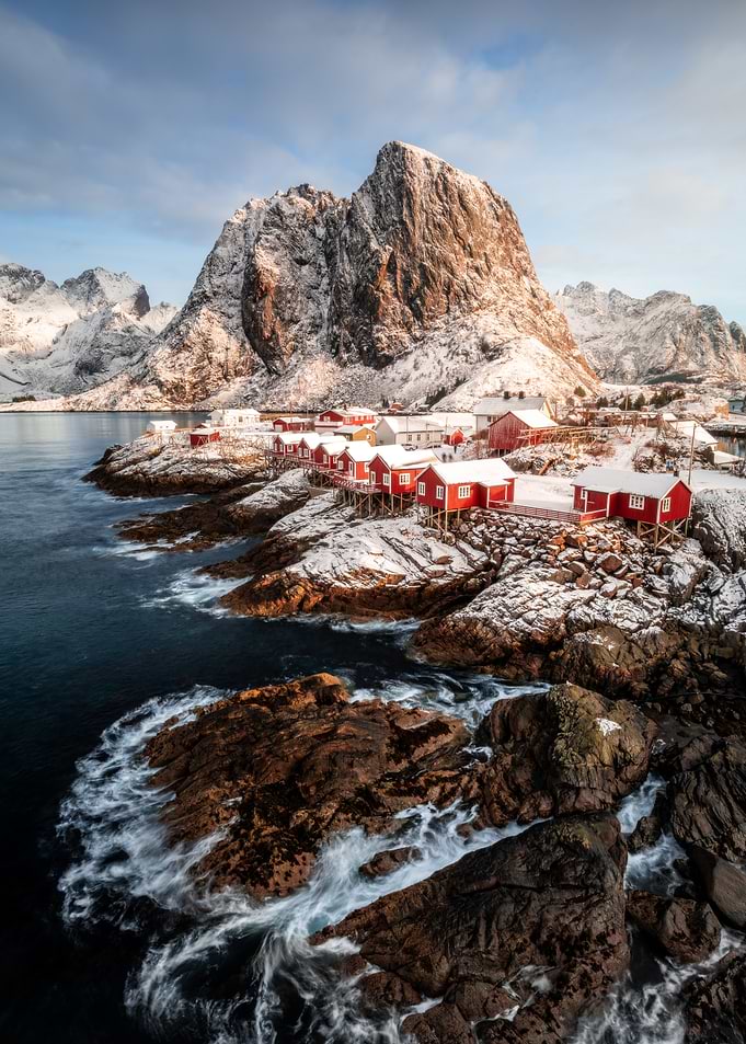 Snowy Norwegian Fishing Village