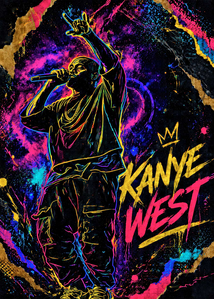 Kanye West Neon Outline Art