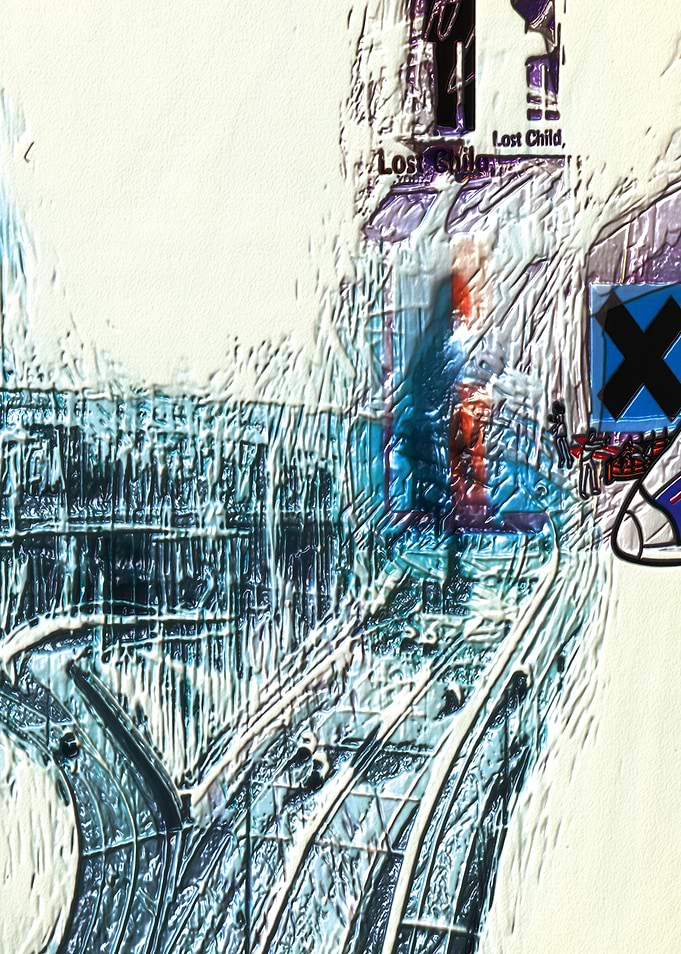 Abstract Textured Artwork with Blue and Black Accents